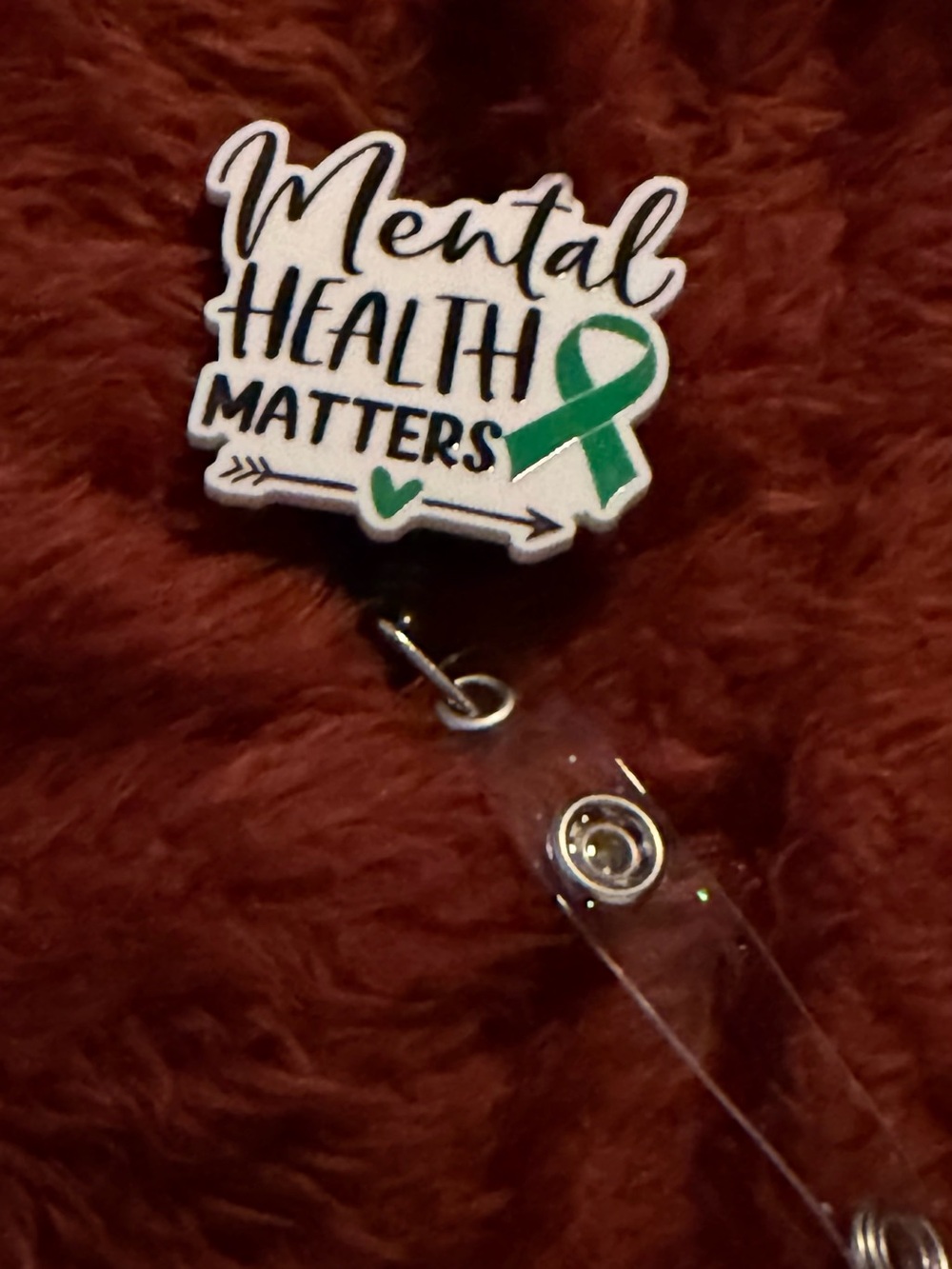 Mental Health Matters Green Ribbon Badge Reel